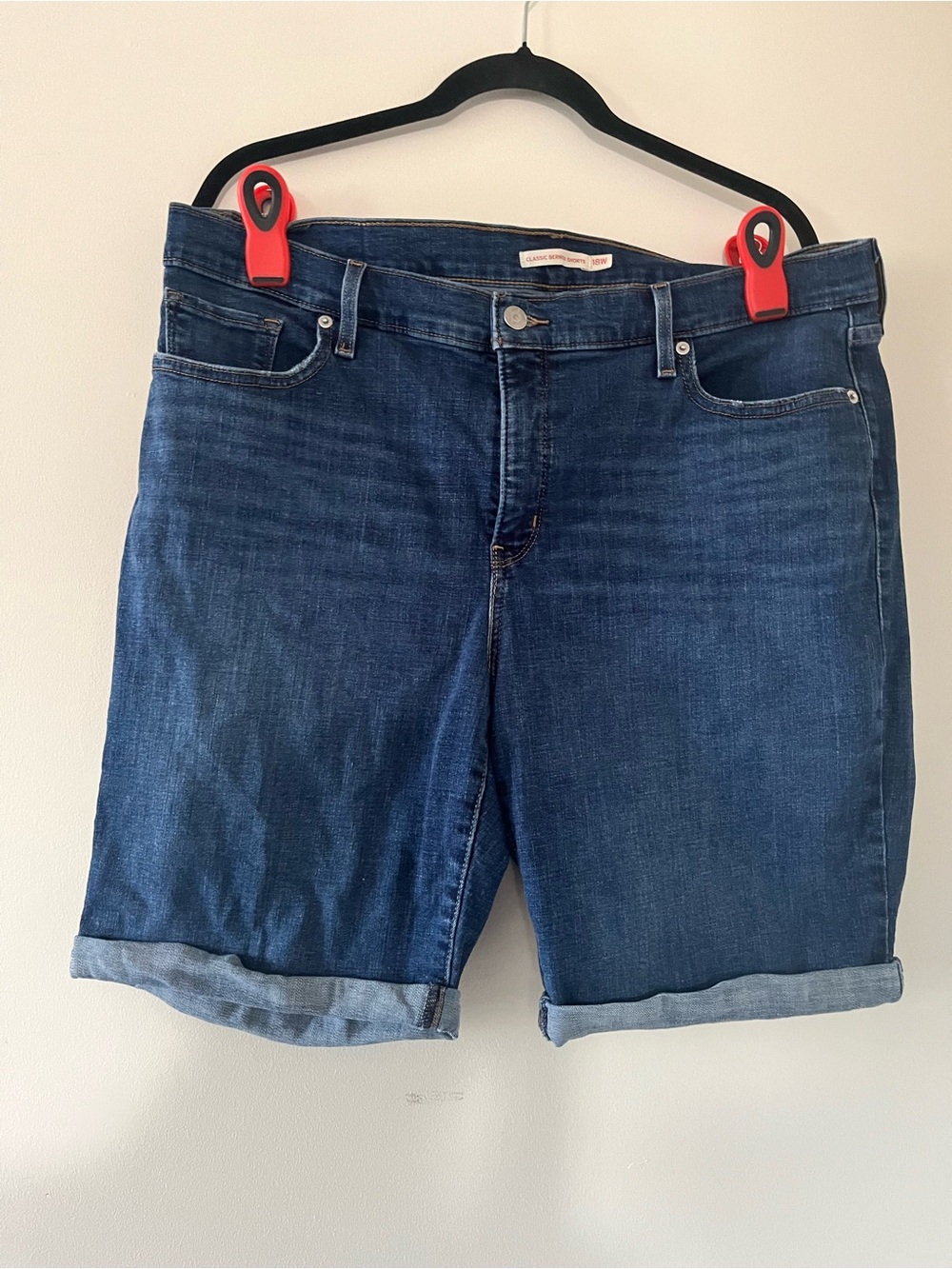 Levi's Classic Bermuda Denim Shorts Womens 18W Dark Wash Cuffed Western Summer
